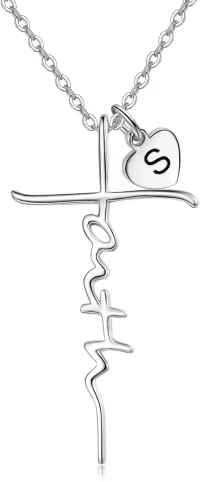 wholesale Sterling Silver Birthstone Faith Cross Pendant Necklace for Women-S-S