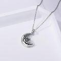 wholesale S925 Sterling Silver Moon Crescent Shape Rose Flower Pendant Necklace for Women Birth Month Gifts Her Birthday Jewelry-0-3