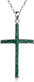 wholesale 925 Sterling Silver & Green Malachite Cross Necklace, Elegant Unique Handcrafted Gift for Women, 18+2 Chain-0-0