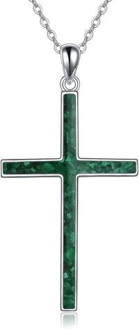 wholesale 925 Sterling Silver & Green Malachite Cross Necklace, Elegant Unique Handcrafted Gift for Women, 18+2 Chain-C. Green Malachite