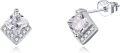 wholesale  Sterling Silver Cubic Zirconia Crystal Birthstone Stud Earrings - April Square 7.8mm-0-0