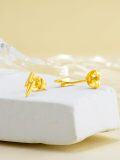 wholesale 14K Solid Gold Lightning Stud Earrings, Hypoallergenic Elegant Jewelry for Women-0-4
