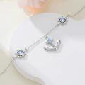 wholesale 925 Sterling Silver Blue Moonstone Anchor & Rudder Adjustable Bracelet for Men Women-0-4