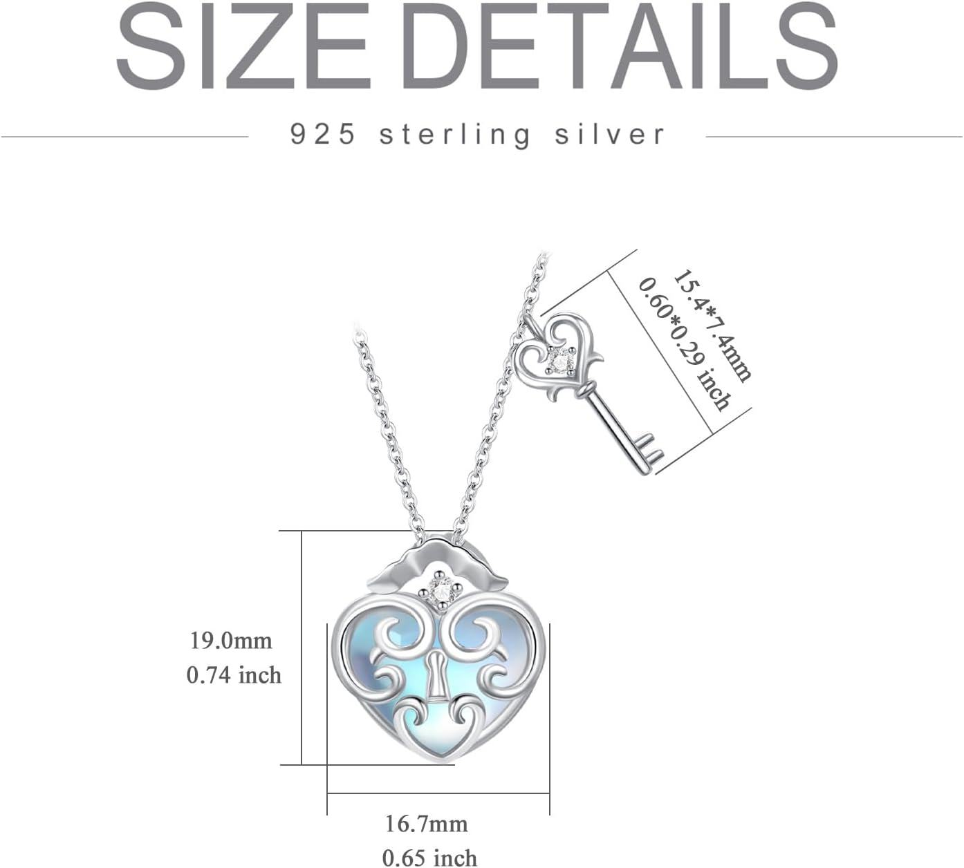  Metal Sterling Silver Stone Key Necklace 10th 18th 21st Birthday Pendant Jewelry Women Gift -0-4