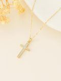TOUPOP 14K Gold Opal Cross Pendant Necklace For Women-0-1