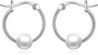 wholesale 925 Sterling Silver Hoop Earrings with Pearls and Stones for Women-Pearl Earrings