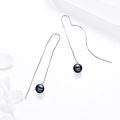 wholesale 925 Sterling Silver Lapis Lazuli Round Bead Chain Threader Dangle Earrings-0-9