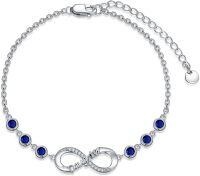 wholesale 925 Sterling Silver 12 Birthstones Infinity Daughter Link Bracelet Gift from Mom-September