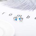 wholesale 925 Sterling Silver Blue Fire Opal Heart-Shaped Dolphin Stud Earrings for Women's Gift Ideas-0-4