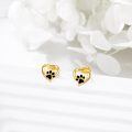 wholesale 14K Gold Pendant & Stud Set with Crystal Paw Prints and Heart Design - Gifts for Her-0-4