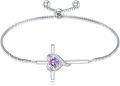 wholesale TOUPOP Birthstone Cross Bracelet For Women 925 Sterling Silver Cross Heart Bracelet Fine Jewelry Birthday Christmas Gifts For Her Girlfriend -0-0