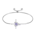 TOUPOP Sterling Silver Birthstone Cross Heart Bracelet Fine Jewelry Gifts-0-0