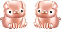 wholesale 925 Sterling Silver Pink Pig Stud Earrings - Adorable Gift for Her-Pig Stud Earrings