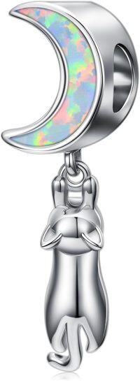 wholesale 925 Sterling Silver with Opal Cat Charm Bracelet for Women – Dainty Kitty Pendant Gift for Cat Lovers-Cat Charm