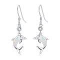 wholesale 925 Silver Dolphin Opal Drop Earrings For Women White Gold Plated-0-0