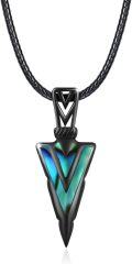 wholesale Black  Triangle Shape Abalone Shell Pendant Leather Cord Necklace-0-0