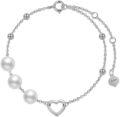 wholesale 14K Gold Cultured Pearl Heart Charm Bracelet for Women - White Pearls and  Chain Set-0-0