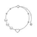 wholesale 14K Gold Cultured Pearl Heart Charm Bracelet for Women - White Pearls and  Chain Set-0-0