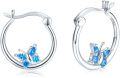 wholesale 925 Sterling Silver Blue Butterfly Huggie Hoop Earrings-0-0
