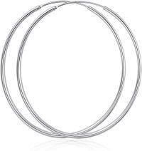 wholesale Sterling Silver Hoop Earrings Polished Round Circle Endless 20 80mm-Diameter 60mm Large Hoop Earrings