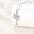 wholesale 925 Sterling Silver Cross Pendant with Butterflies and Berries - Christian s for Women-0-1