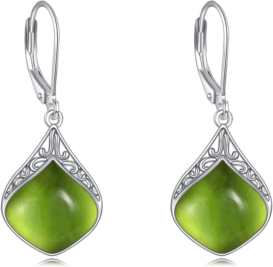 Sterling Silver Celtic Teardrop Filigree Earrings Jewelry Gifts for Women-Peridot teardrop earrings