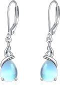 wholesale 925 Sterling Silver Blue Opalite Teardrop Leverback Drop Earrings-0-0