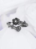 wholesale 925 Sterling Silver Skull And Rose Rings Wholesale With Crystal Center-0-2