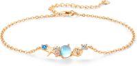 wholesale 925 Sterling Silver Starfish & Seashell Moonstone Bracelet - Ocean Inspired Jewelry for Women and Girls-Rose Gold