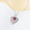 wholesale 925 Sterling Silver Red Crystal Heart Mom Pendant Necklaces for Women's Mothers' Day Gift-0-4