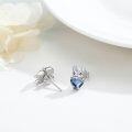 wholesale 925 Sterling Silver Heart-Shaped French Bulldog Stud Earrings with Blue Crystal for Women Pet Lovers-0-2