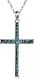 wholesale 925 Sterling Silver Turquoise Cross Necklace - Hypoallergenic, Handcrafted Unique Gift for Women-0-0