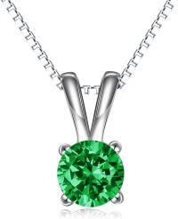wholesale 925 Sterling Silver Cubic Zirconia Solitaire Pendant Necklace for Women-Created Emerald