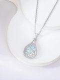 wholesale 925 Sterling Silver Blue Moonstone Teardrop Filigree Pendant Necklace-0-5