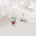 wholesale 925 Sterling Silver Gothic Cat Stud Earrings with Red Heart Stone Witchy Jewelry for Women-0-2