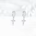 wholesale 925 Sterling Silver Star Shape Dangle Drop Hoop Earrings  for Women-0-2