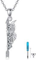 wholesale 925 Sterling Silver Owl Arrow Pendant Urn Keepsake Memorial Jewelry 24 Chain-0-0