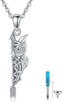 wholesale 925 Sterling Silver Owl Arrow Pendant Urn Keepsake Memorial Jewelry 24 Chain-Owl