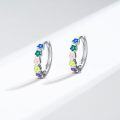 wholesale 925 Sterling Silver Enamel Colorful Flowers Huggie Hoop Earrings for Women and Girls-0-1