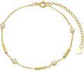 wholesale 14K Gold Yellow Chain with Round Cut White Cubic Zirconia and Heart Charm Bracelet for Women-0-0