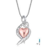wholesale 925 Sterling Silver Cross Memorial Urn Necklace Wholesale With Wings And Heart Crystals-Infinity-White-2-Infinity-White-2