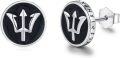 wholesale 925 Sterling Silver & Black Stone Viking Rune Poseidon Trident Stud Earrings 10mm-0-0