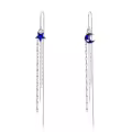 wholesale 925 Sterling Silver Moon Star Threader Earrings Wholesale w/ Tassel Chain for Women & Teens - Hypoallergenic-0-0