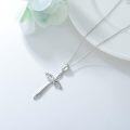 wholesale 925 Sterling Silver Infinity Design Cubic Zirconia Cross Pendant Necklace for Women-0-3