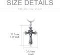 wholesale 925 Sterling Silver Mens Gothic Cross & Nail Anchor Skull Pendant Necklace -0-4
