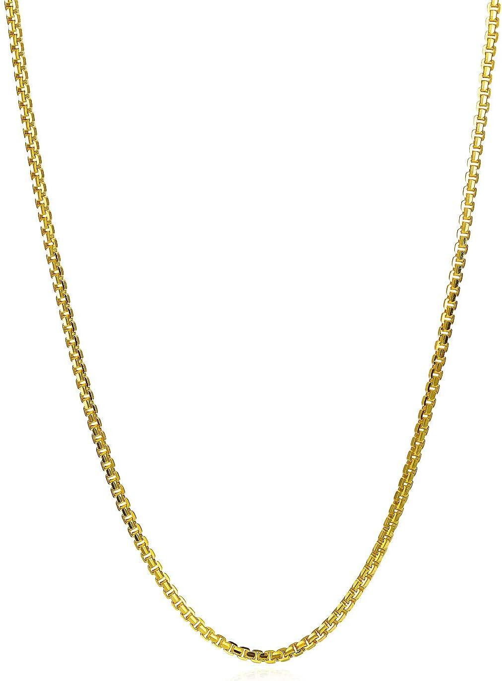 10K Gold Box Chain Necklace - 18 Length 3MM Width w/ Lobster Claw Clasp-0-1