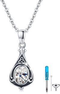 wholesale Sterling Silver Urn Necklace Cremation Ashes Pendant Memorial Jewelry for Women Men Girls Boys-Celtic-April-Created Dimond