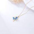 wholesale 14K Gold Blue Fire Opal Heart-Shaped Dragonfly Pendant Necklace for Women-0-3