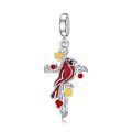 wholesale 925 Sterling Silver Red Bird & Flower Pendant Necklace for Women Girls -0-0