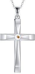 wholesale 925 Sterling Silver Origami Cross Pendant with Gold Stone - Religious  for Women and Men-0-0
